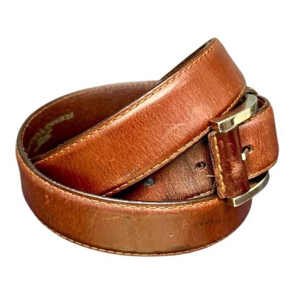 Remo Tulliani Classic Brown Leather Belt Size 44, Men's Brown Leather Belt - Picture 3 of 10